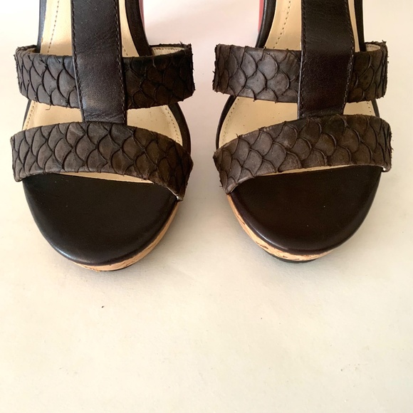 Calvin Klein Bea Platform Stiletto Heel Sandal Brow Red Leather T-Strap Pump 7.5 - Picture 16 of 16